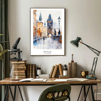 Prague's Charles Bridge Watercolor Travel Poster PosterGoat
