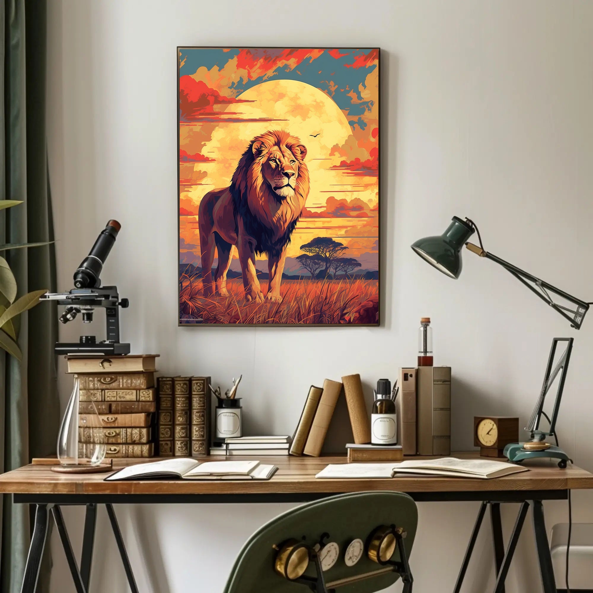 Majestic Lion at Sunset Poster