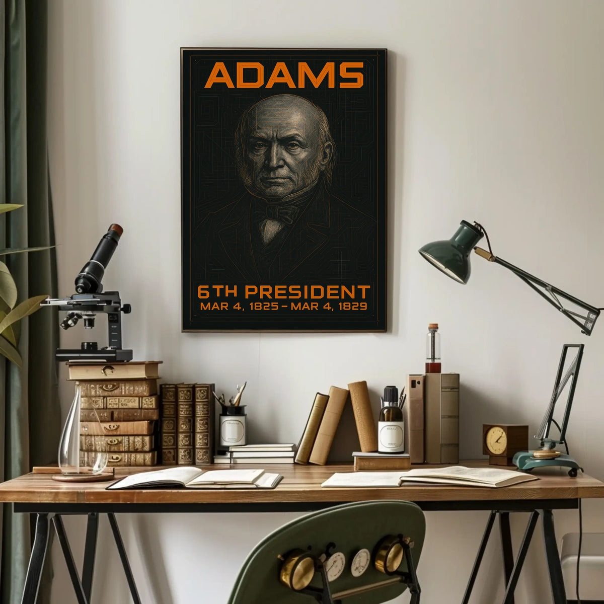 John Quincy Adams 6th President of the United States Techno Schematic Poster