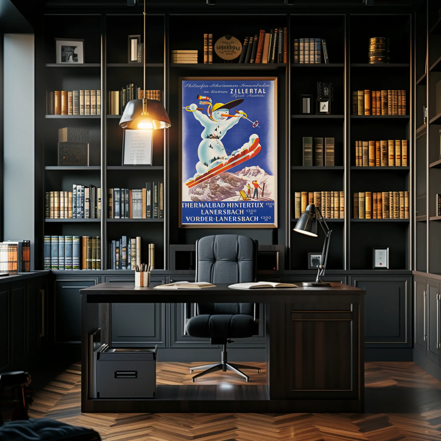 Austria Zillertal Thermalbad Hintertux Lanersbach 1955 Poster
