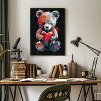 Heartfelt Colors Whimsical Teddy Bear Art Poster