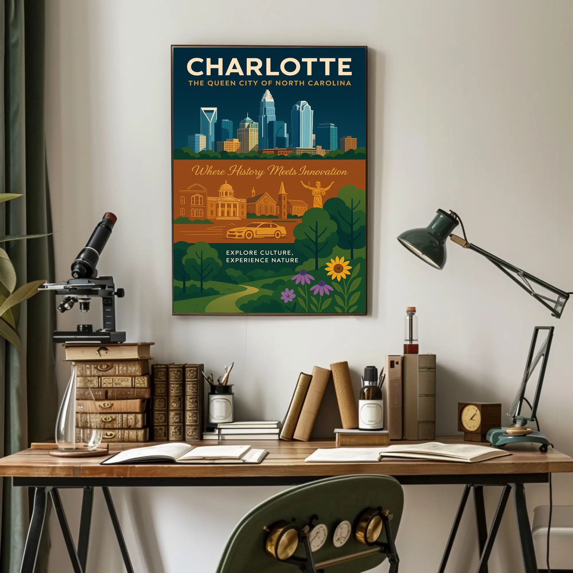 Charlotte's Skyline and Heritage Urban or Cityscape Poster PosterGoat