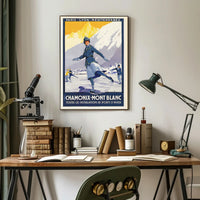 Vintage Chamonix Travel Poster - Elegant Alpine Winter Sports Adventure PosterGoat