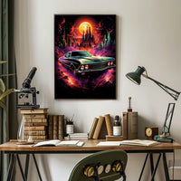 Neon Cityscape Drive Poster