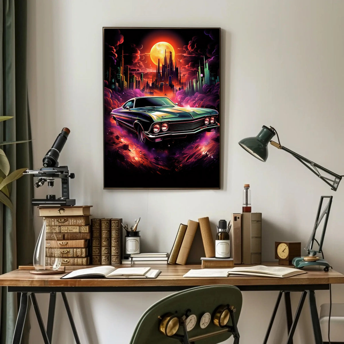 Neon Cityscape Drive Poster