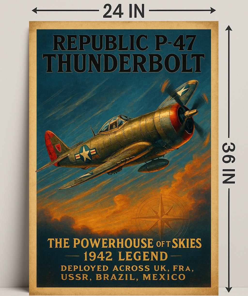 Republic P-47 Thunderbolt WWII Fighter Aircraft Poster