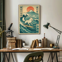 Surfing Fox Adventure Poster PosterGoat