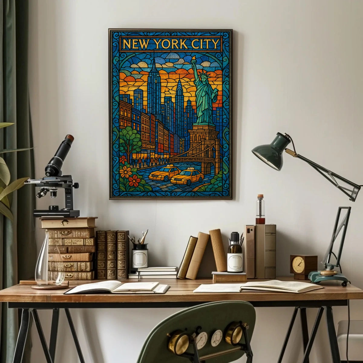 New York City Stained Glass Art Poster Modern Wall Art