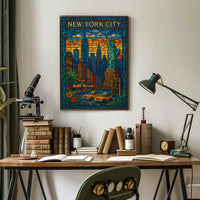 New York City Stained Glass Art Poster Modern Wall Art