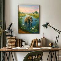 Tranquil Elephant Oasis Poster