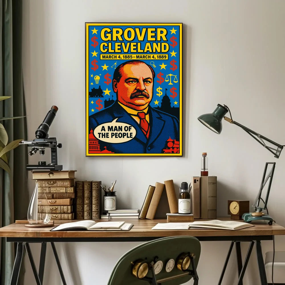 Grover Cleveland Pop Art Vintage Presidential Poster PosterGoat