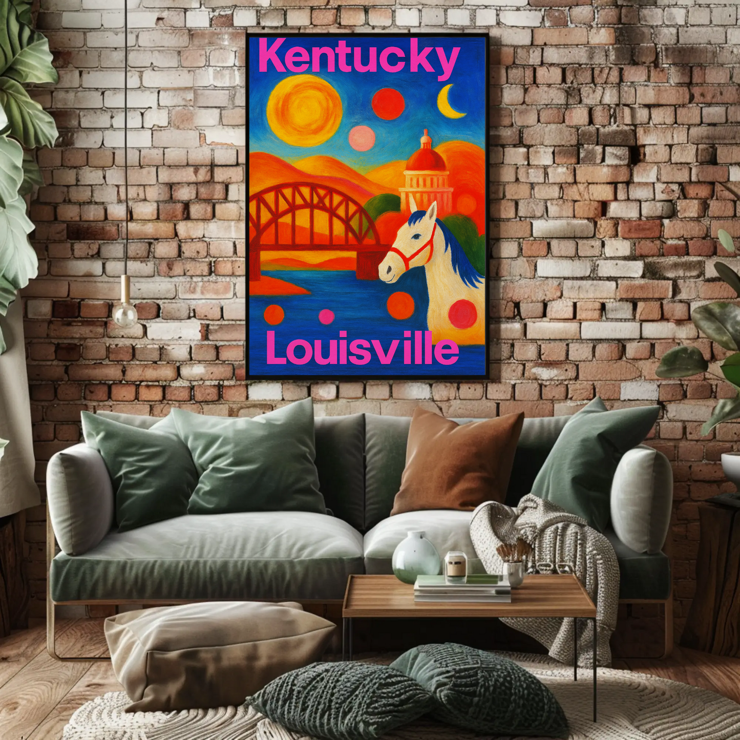 Louisville Kentucky Skyline Retro Vintage Travel Poster