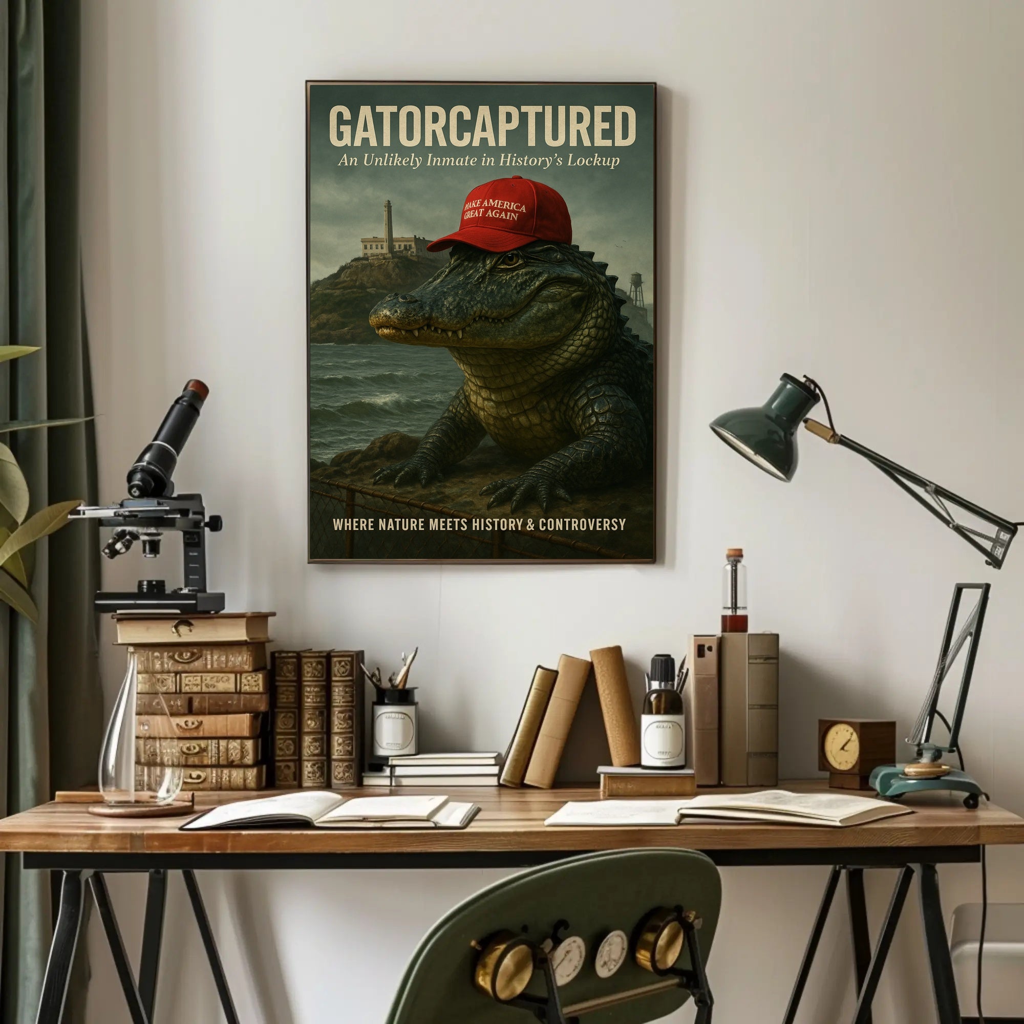 Alligator in Red Cap Political or Propaganda Poster PosterGoat