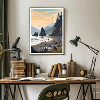 Olympic National Park Poster Vintage Travel Wall Art