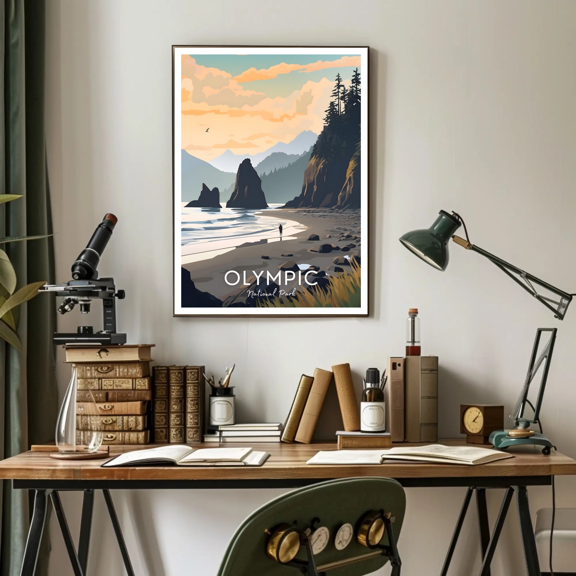 Olympic National Park Poster Vintage Travel Wall Art