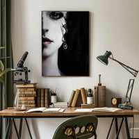 Striking Surreal Portrait Black & White Artistic Poster PosterGoat