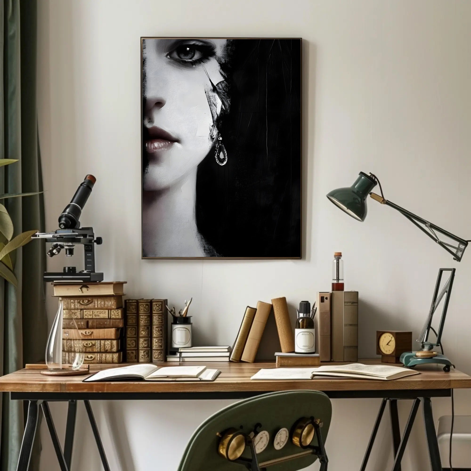 Striking Surreal Portrait Black & White Artistic Poster PosterGoat