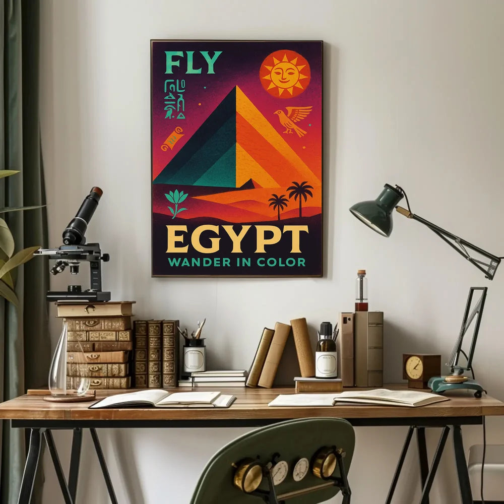 Egyptian Adventure Vibrant Pyramids Travel Poster PosterGoat