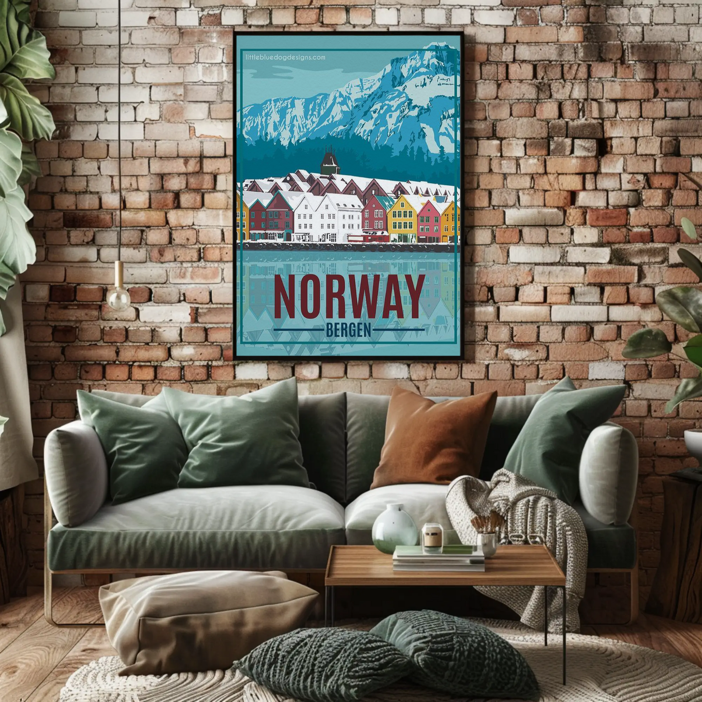 Norway Vintage Poster Bergen Winter