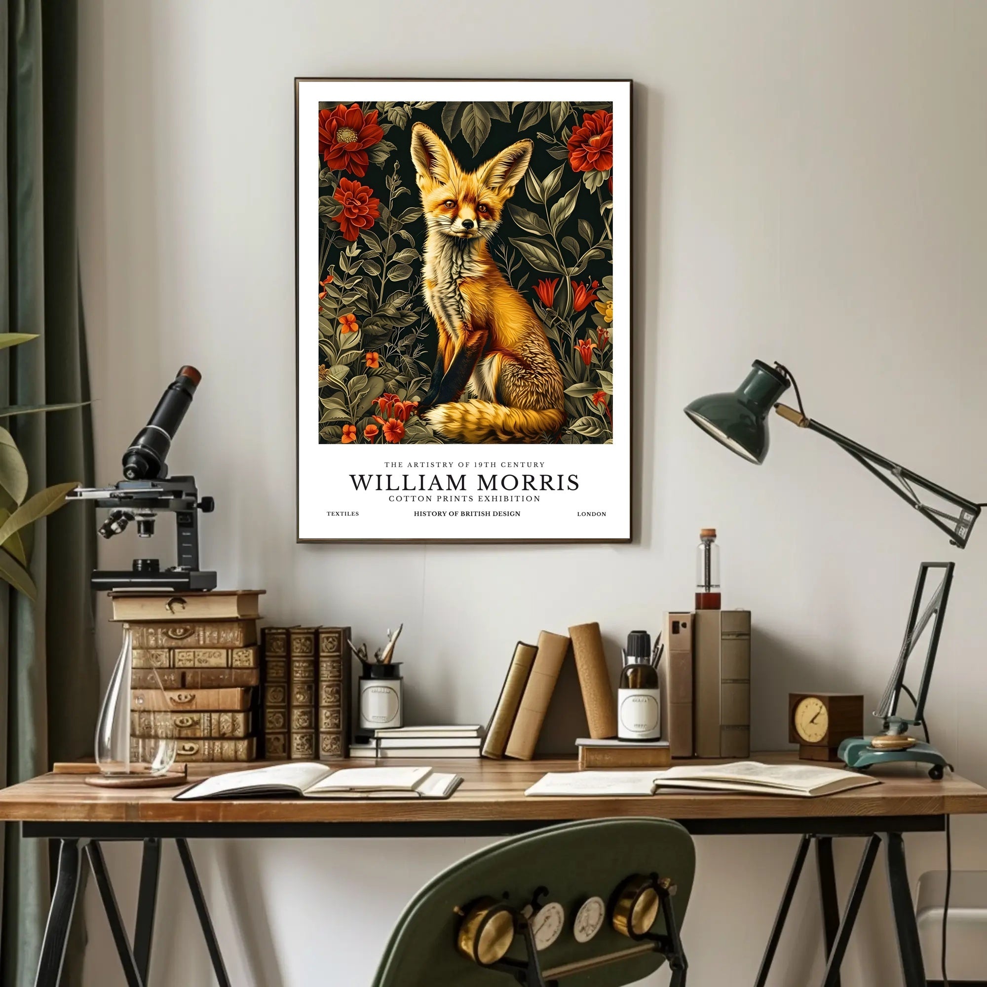 Artistic Fox with Floral Patterns: Abstract or Artistic Poster