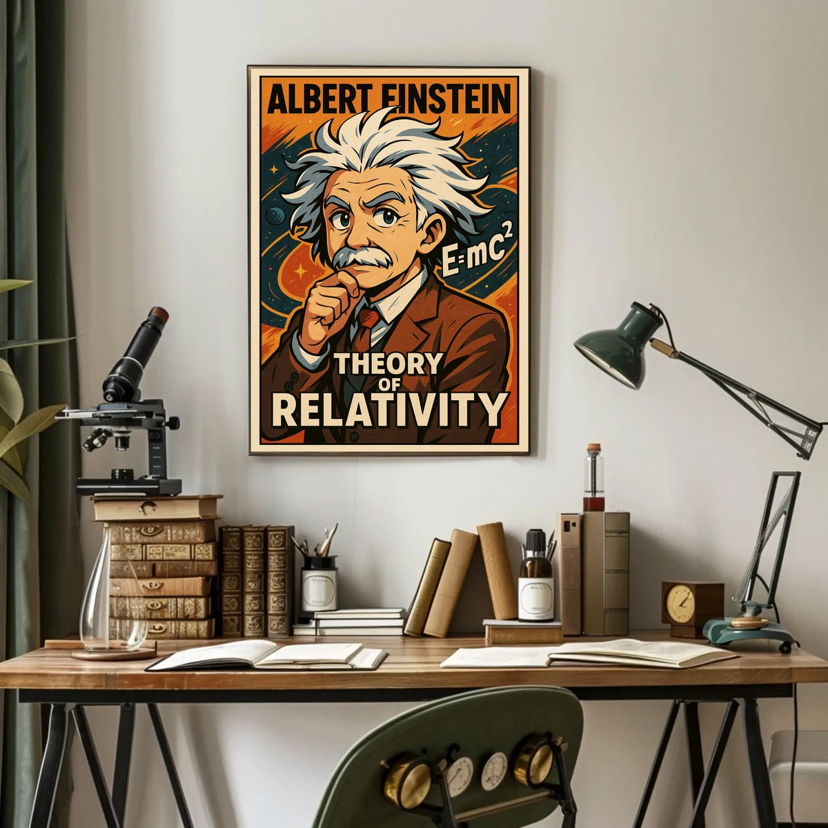 Curious Einstein Relativity Vintage Science Poster