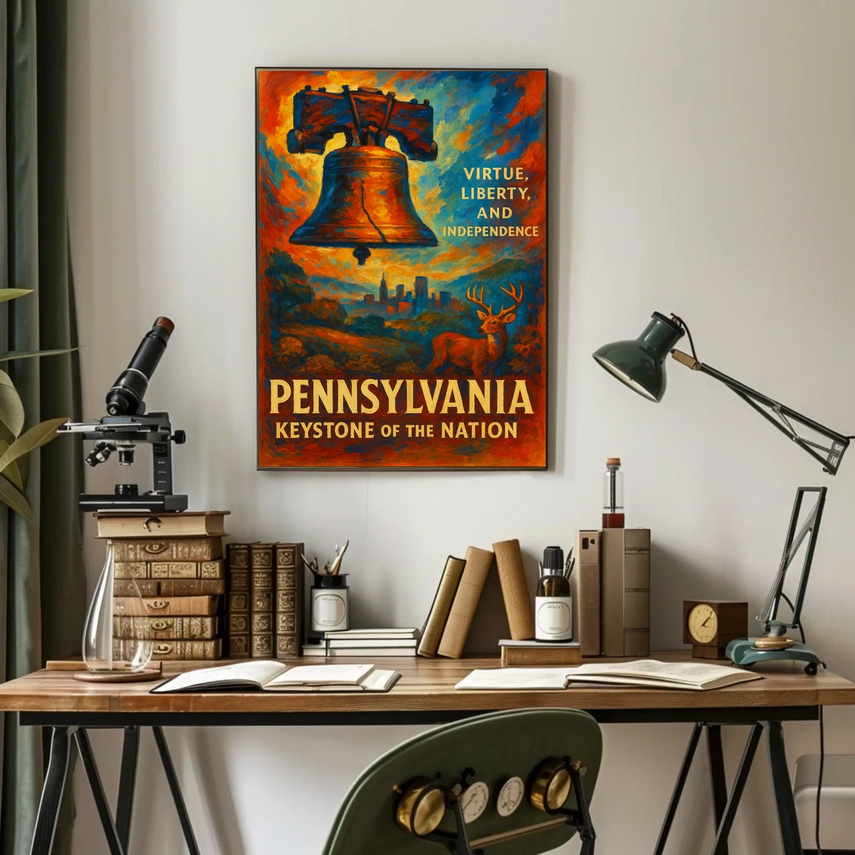 Pennsylvania Keystone of the Nation Poster Patriotic Decor