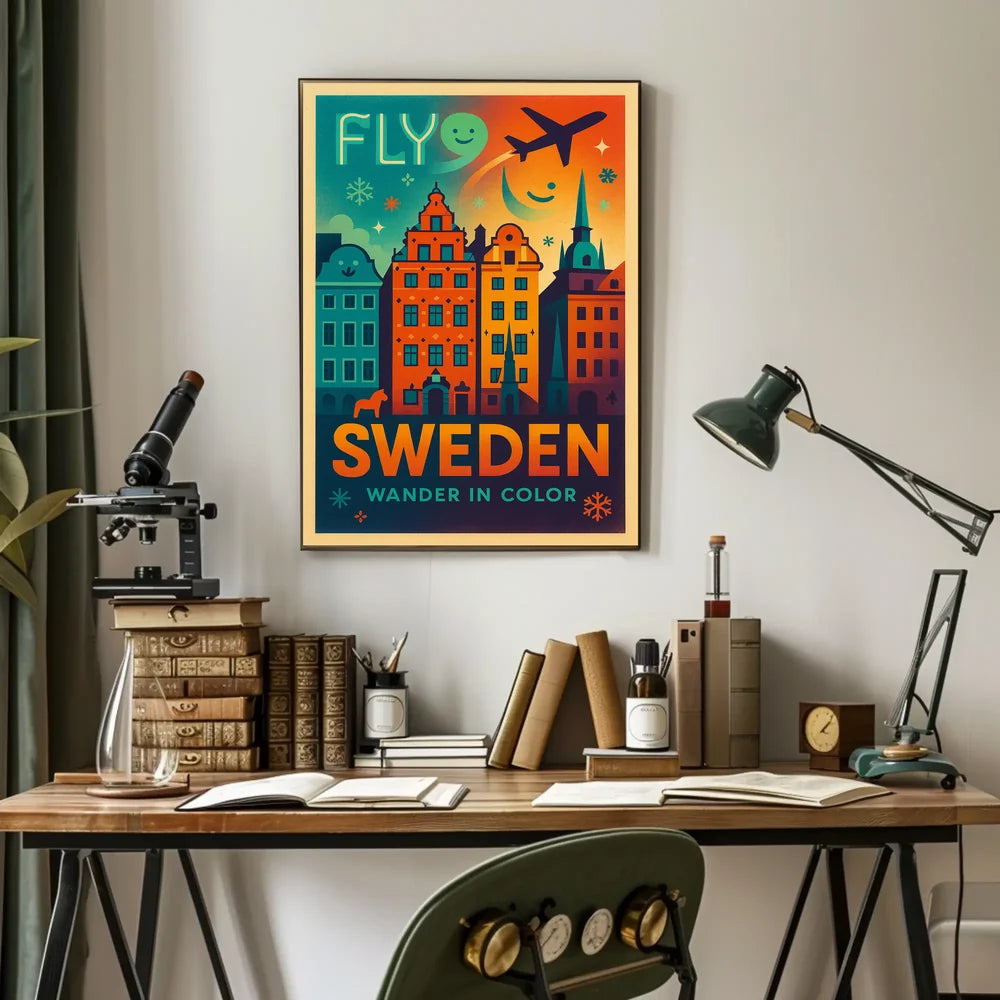 Experience Sweden Vibrant Cityscape Travel Poster PosterGoat