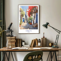 Crete Street Scene: Idyllic and Inviting Travel Poster PosterGoat
