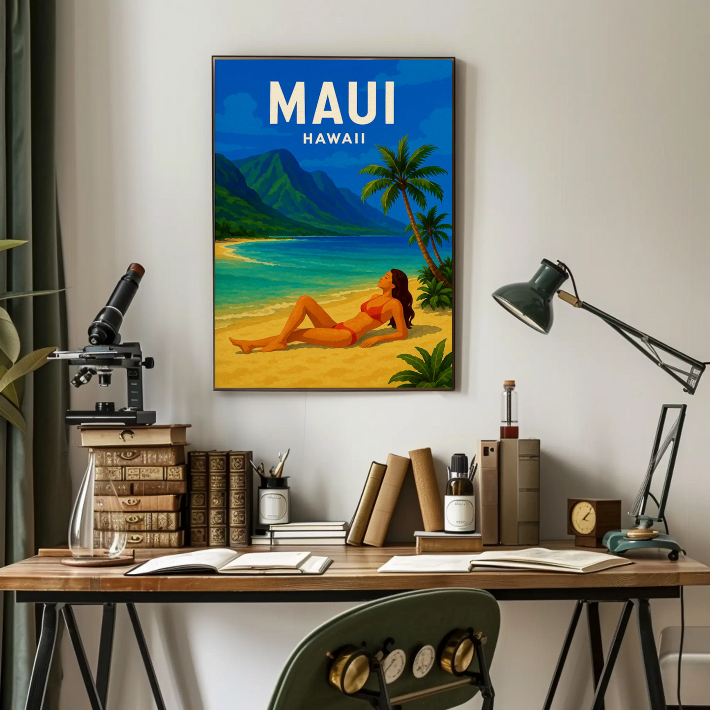 Maui Hawaii Woman Beach Relax Tropical Poster