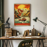 Dragon Soaring Over Serene River Poster