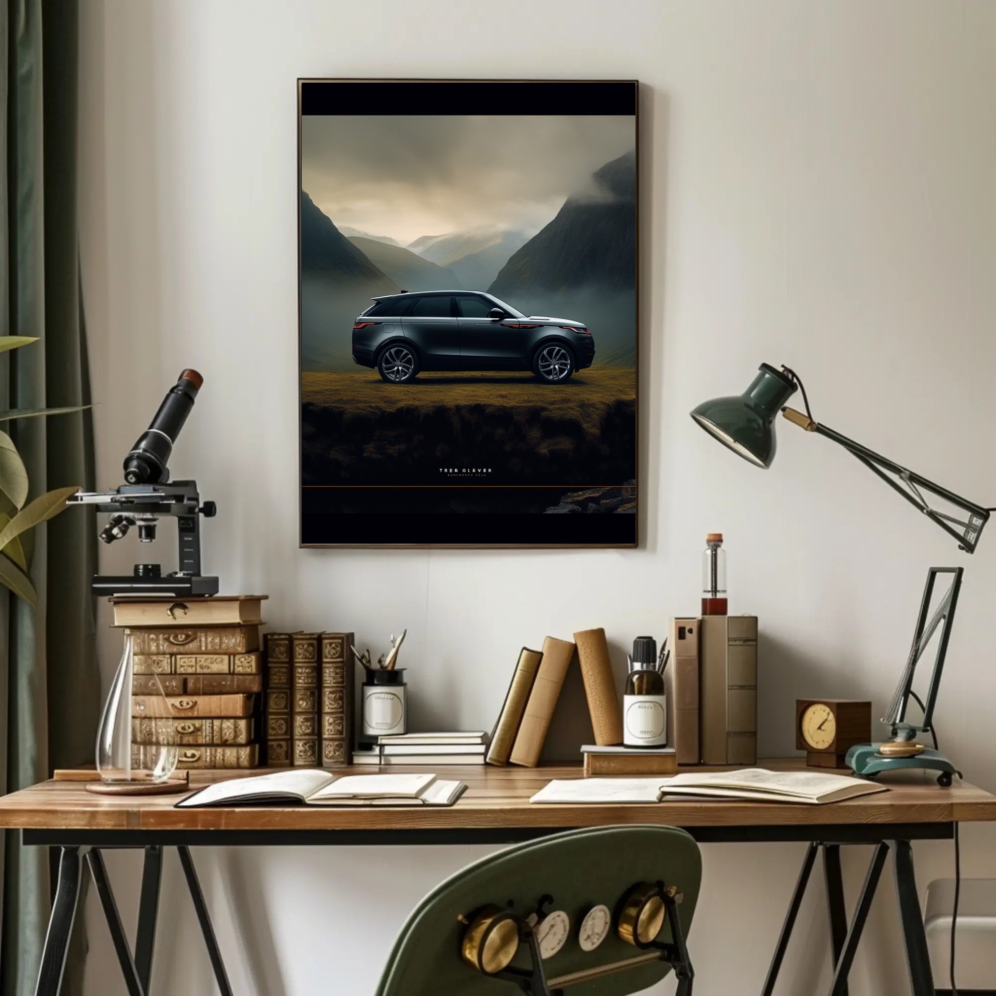 Luxury SUV in Serene Landscape Poster PosterGoat