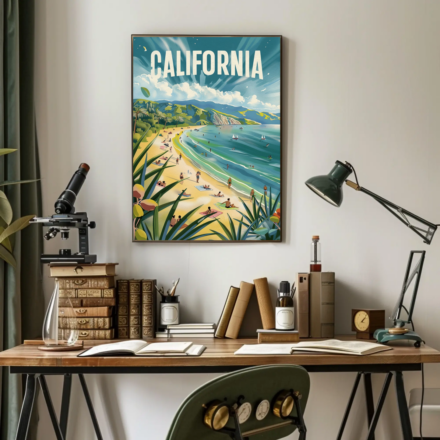 California Dream Coastline Beach Day Travel Poster