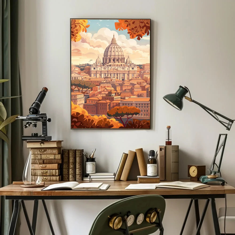 Rome's Iconic Autumn Cityscape Art Poster