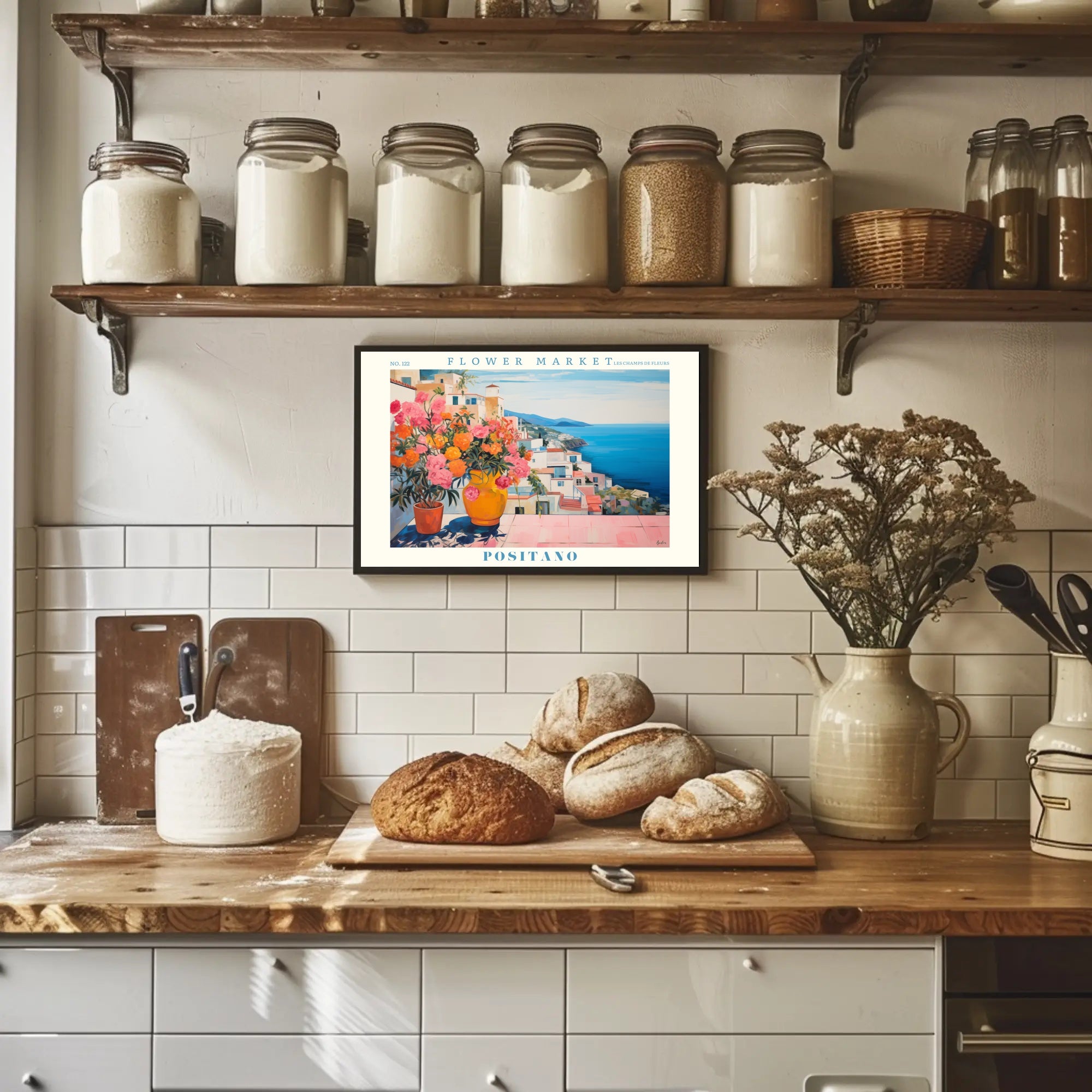 Positano's Vibrant Scenic View: Travel Poster