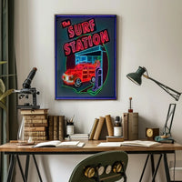 The Surf Station Neon Art Poster PosterGoat