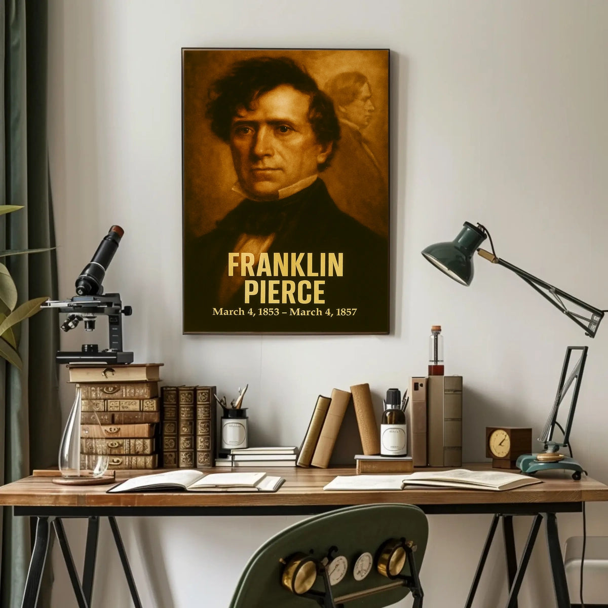Franklin Pierce Vintage Poster Wall Art Analog Film Aesthetic Presidential Portrait History Print