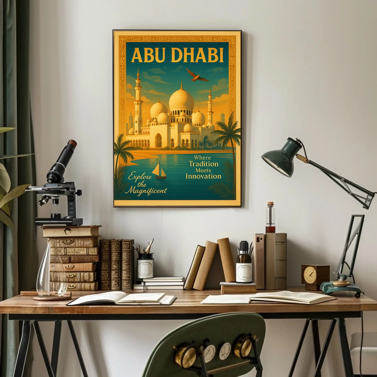 Abu Dhabi Grandeur Vintage Travel Poster