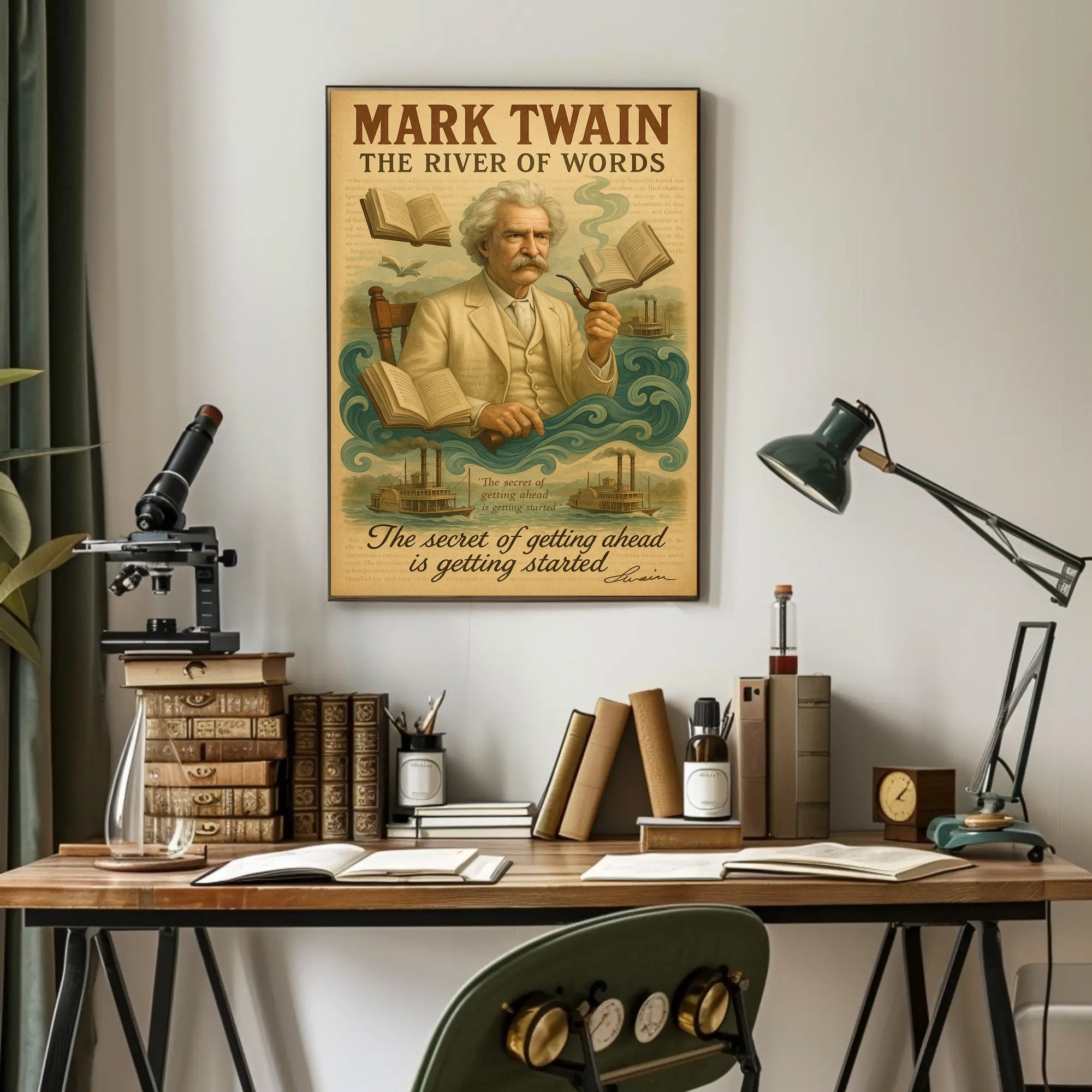 Mark Twain Inspirational River of Words Quote Motivational Poster PosterGoat