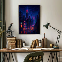 New York City Neon Cityscape Poster Modern Wall Art