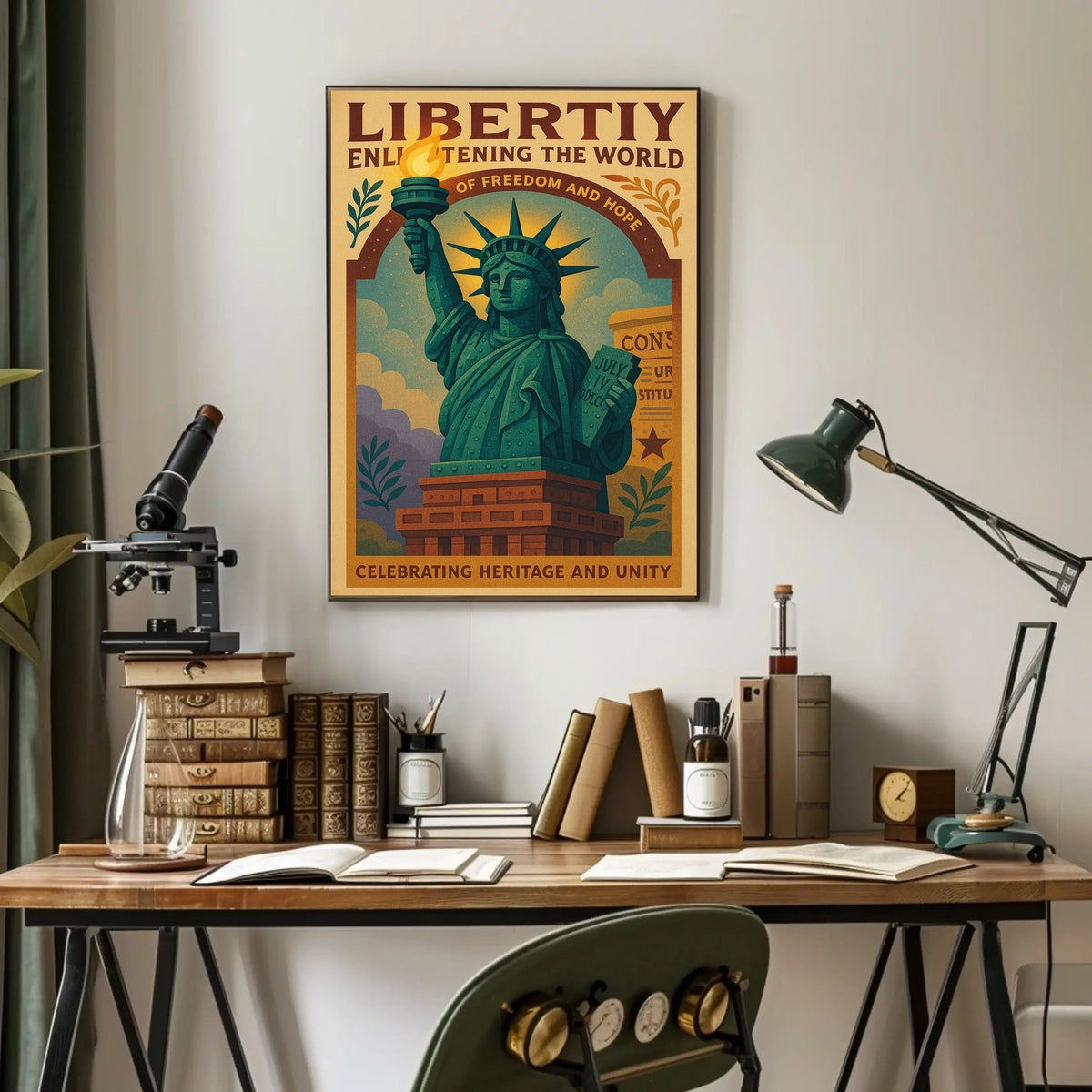 Liberty Torch Vintage Cultural Heritage Poster
