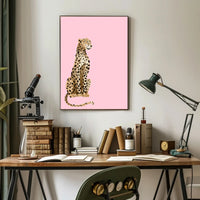 Leopard Against Pink Background Animal Poster PosterGoat