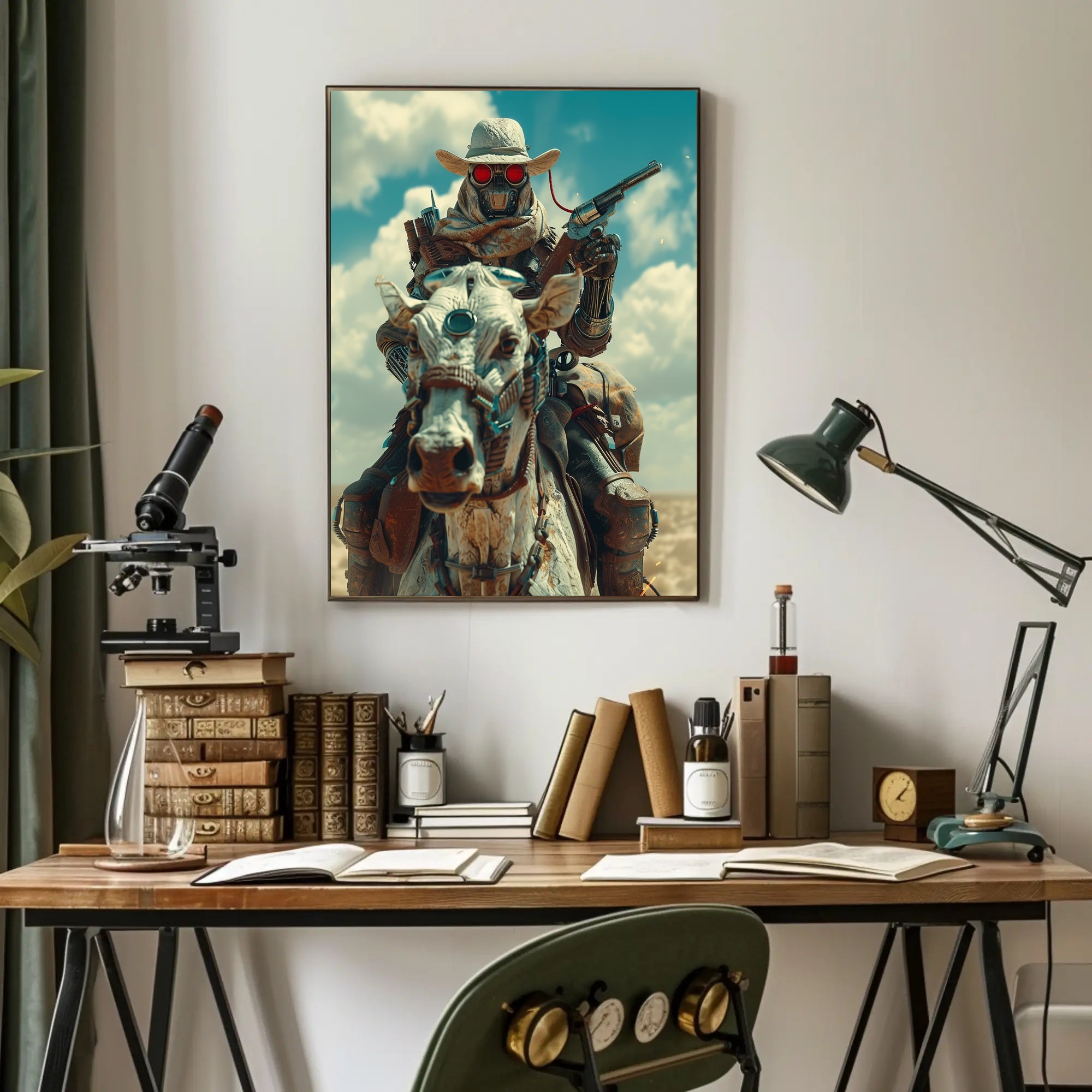 Cyberpunk Cowboy: Futuristic Western Art Print PosterGoat