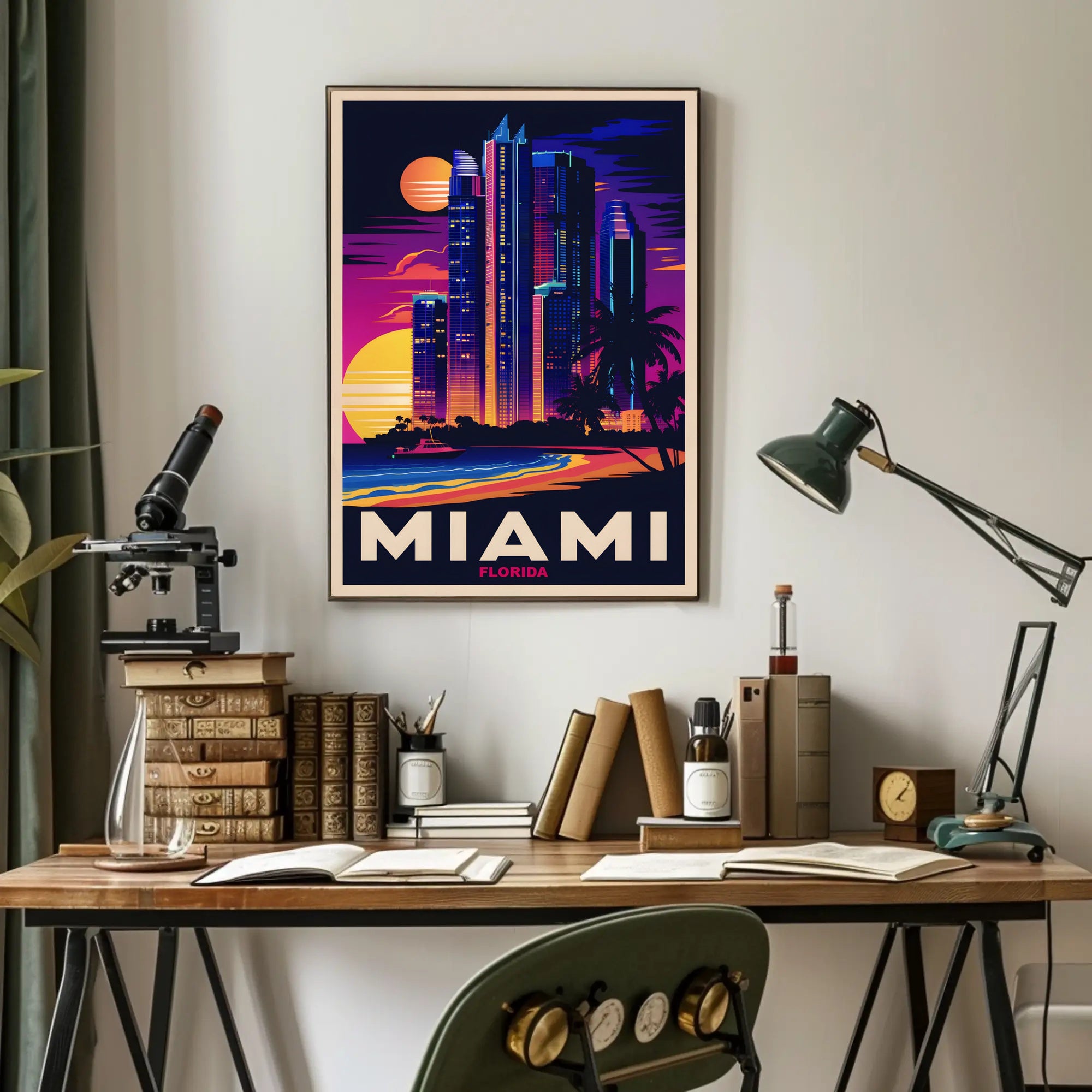 Miami Skyline at Sunset Poster