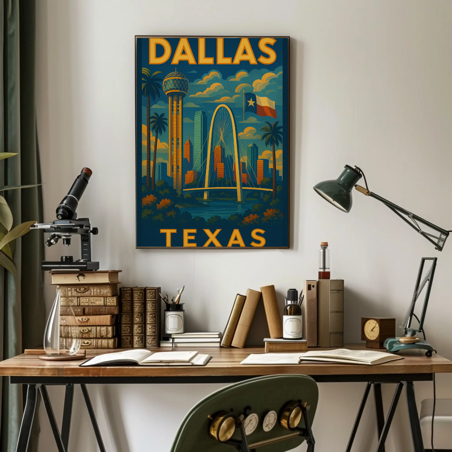 Dallas Texas Skyline Bridge Travel Poster