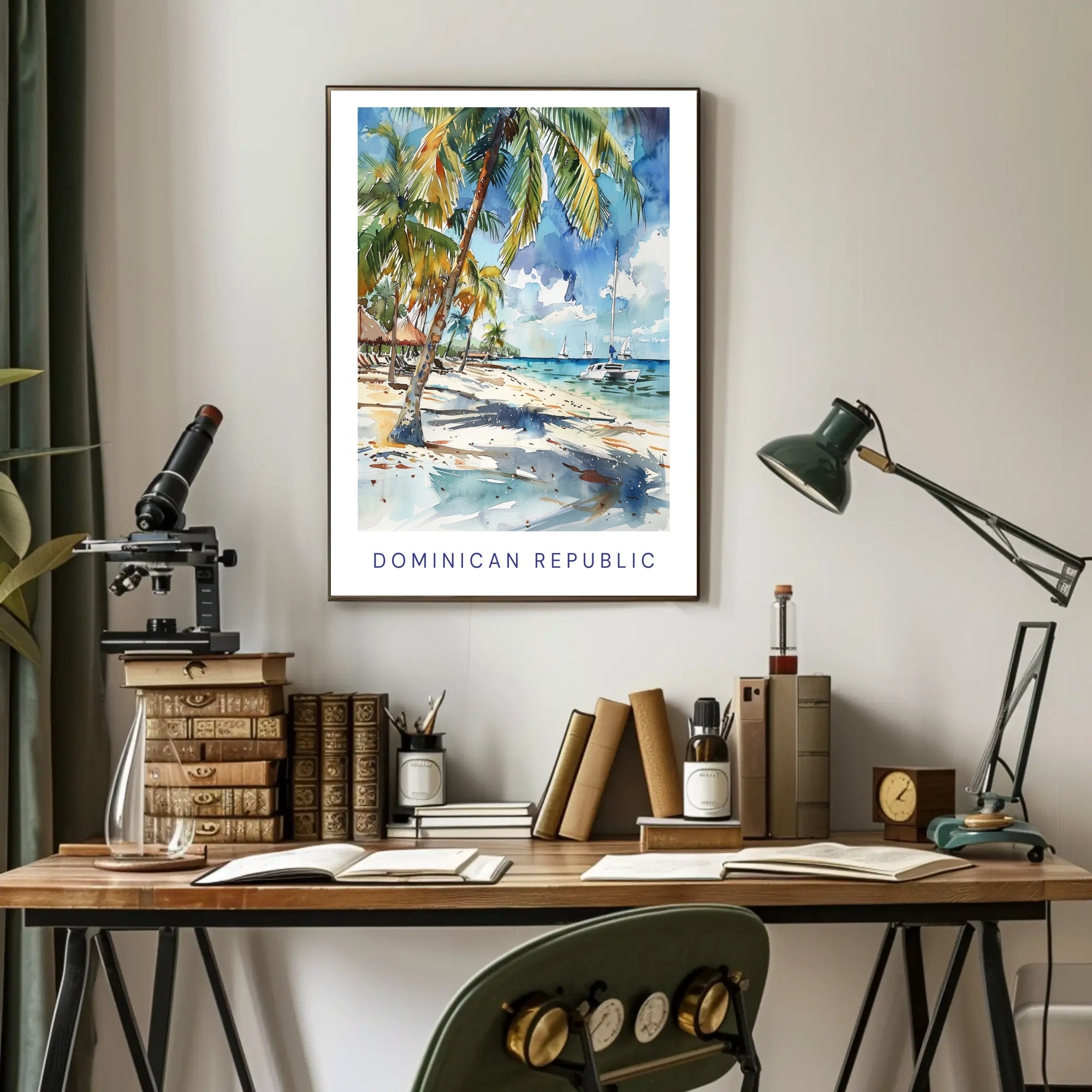 Tropical Beach Paradise in Watercolor Travel Poster PosterGoat