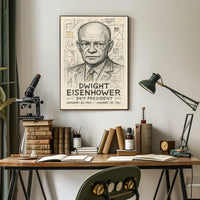 Dwight Eisenhower Vintage Sketch Line Art Collectors Poster