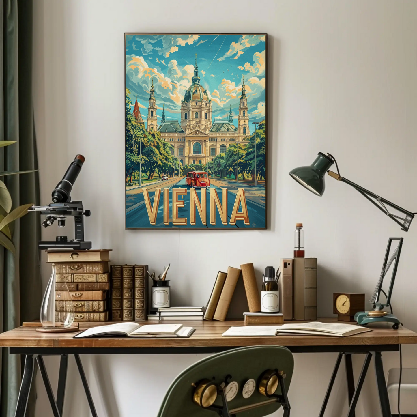 Vienna Austria Grand Palace Domes Road Travel Poster