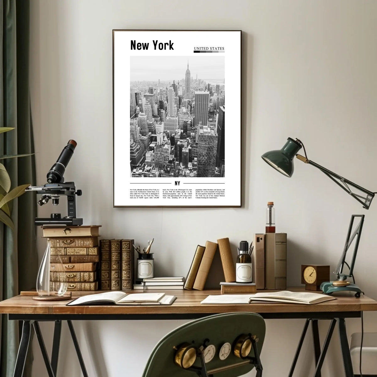 New York City Aerial Skyline Poster Modern Wall Art