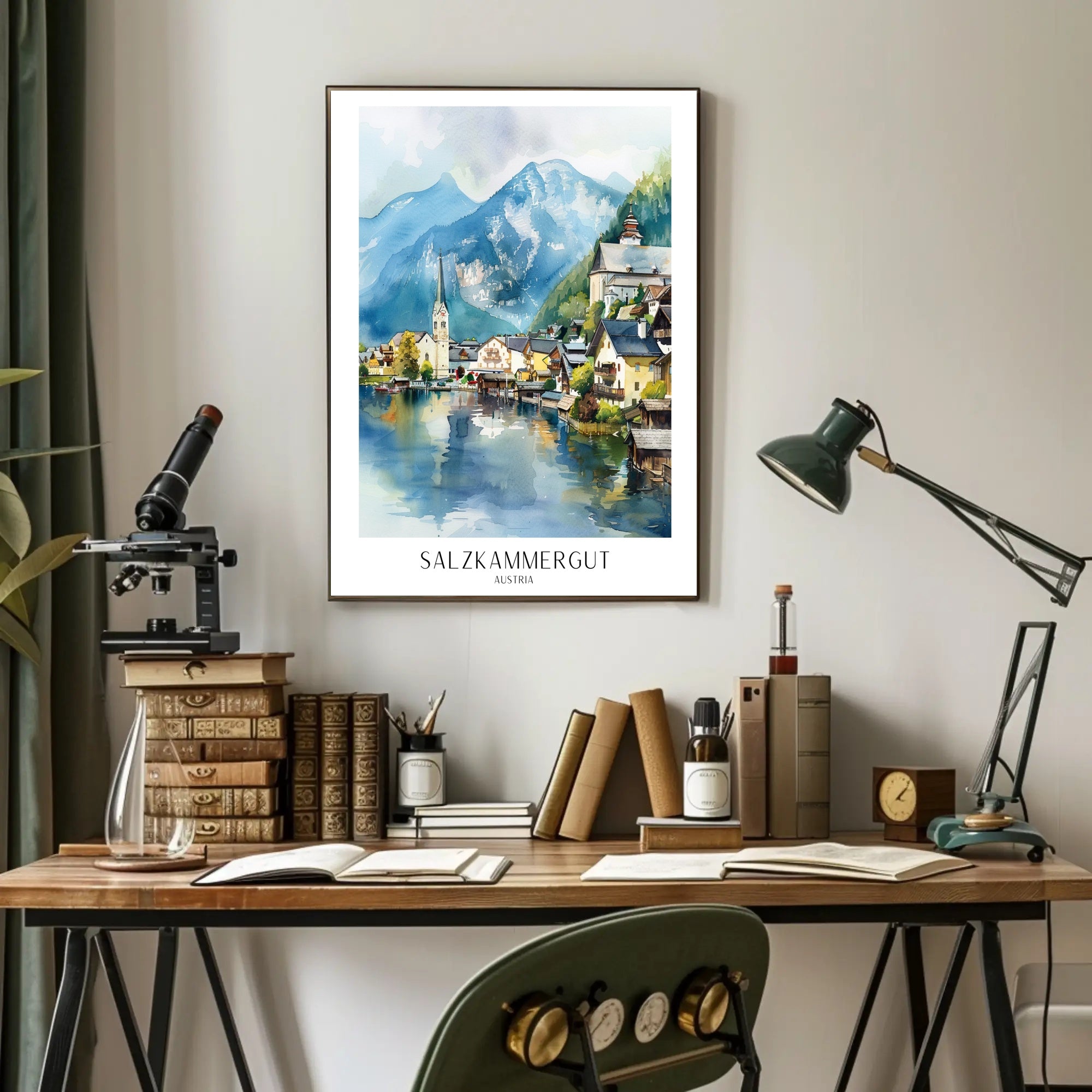 Salzkammergut Lakeside Charm Travel Poster PosterGoat