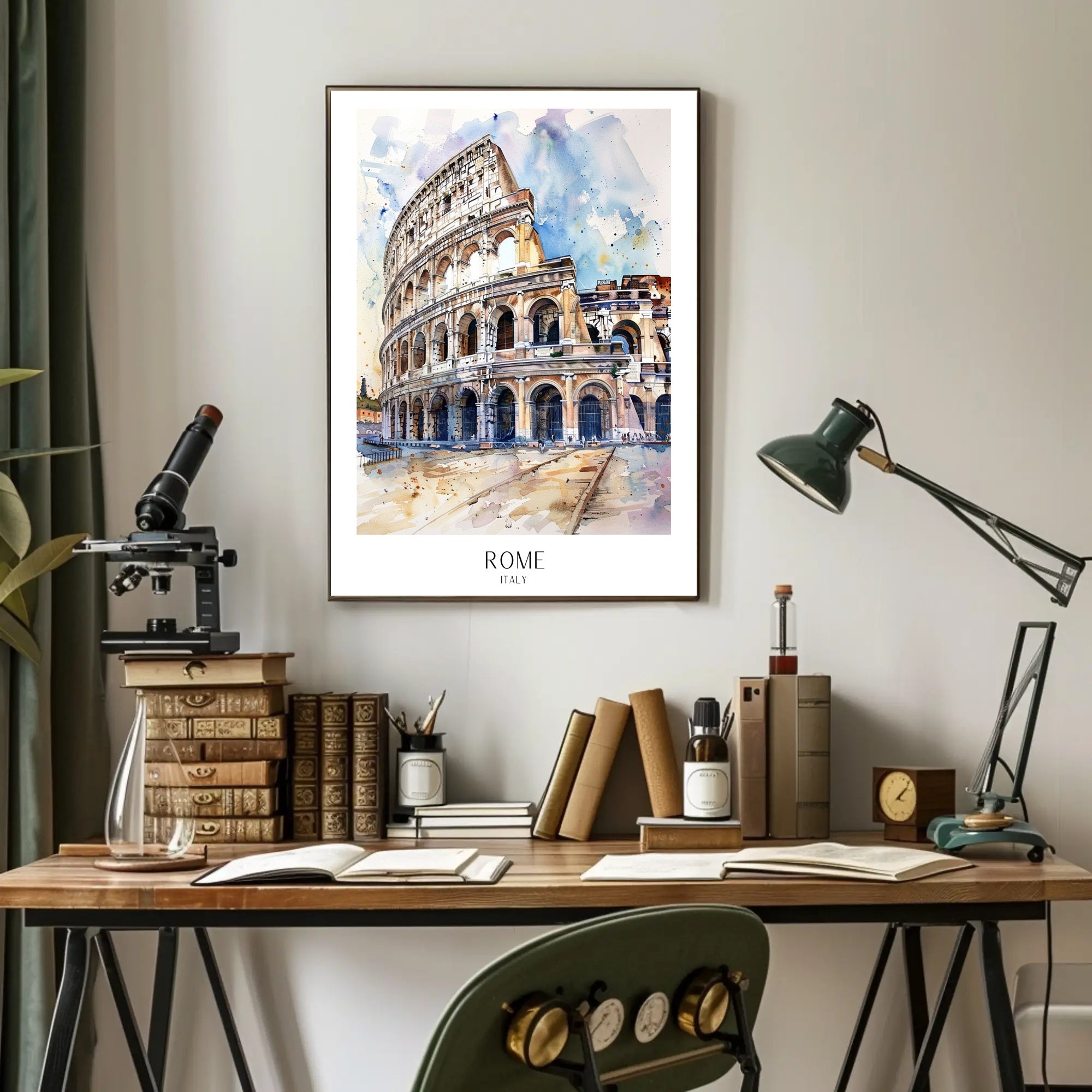 Colosseum Watercolor Illustration, Vibrant Travel Poster PosterGoat